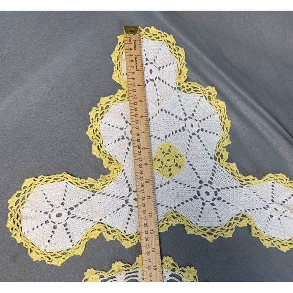 Vintage Yellow & White Crochet Doilies Set - Handmade Home Decor - Picture 10 of 11